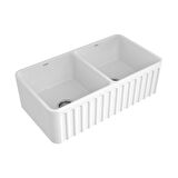 Bocchi Lavello Dekorlu Çift Gözlü Mutfak Eviyesi 84 cm 1601-001-0120 Beyaz