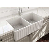 Bocchi Lavello Dekorlu Çift Gözlü Mutfak Eviyesi 84 cm 1601-001-0120 Beyaz