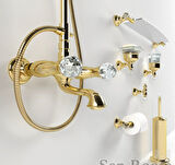 İtalyan Webert Karenina Banyo Bataryasi Altın-Swarovsky Taşli-El Duşu Seti̇, Askisi Dahi̇l