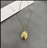 VividCharm Çelik Kapaklı Kolye Zirkon Taşlı