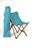 BAG THE JOY AHŞAP KATLANIR MASA SANDALYE SETİ – 70*70*55 cm KAHVERENGİ - TURKUAZ