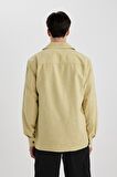 DeFacto Regular Fit Polo Yaka Basic Düz Pamuklu Uzun Kollu Gömlek B2654AX24SPKH486