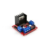 L298N Voltaj Regulatörlü Çift Motor Sürücü Kartı (Kırmızı PCB)