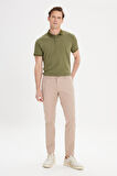 Erkek Bej Kanvas Slim Fit Dar Kesim 5 Cep Pantolon