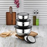 Eda Çelik 9 Parça Rendeli Saklama Kabı Seti 16-20-24 cm