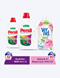 Persil Power Jel Color Renkliler İçin Sıvı Deterjan 2x2145 ml 33 Yıkama & Vernel Max Şakayık&Beyaz Çay Yumuşatıcı 1440 ml 