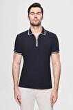 Ds Damat Regular Fit Lacivert Pike Dokulu T-Shirt 2HC14ORT1002M