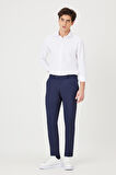 Erkek Lacivert Slim Fit Dar Kesim Esnek Klasik Pantolon