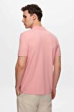Ds Damat Regular Fit Pembe Pike Dokulu %100 Pamuk Kıvrılmaz Polo Yaka Nakışlı T-Shirt 4HC14ORT51000