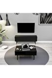 Mezza SET 4000-4200 FELIX SİYAH METAL AYAKLI TV ÜNİTESİ - ORTA SEHPA TAKIMI SİYAH