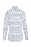 Beyaz Slim Fit Çiçek Desenli Gömlek | S