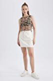 DeFacto Coool Loose Fit Desenli Tül Atlet B0241AX23HSBK81