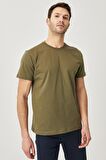 Erkek Beyaz-lacivert-siyah-haki-gri Melanj Slim Fit Bisiklet Yaka %100 Pamuk 5'li Tişört Paketi