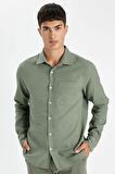 DeFacto Regular Fit Waffle Basic Düz Pamuklu Uzun Kollu Gömlek D1058AX24AUKH493