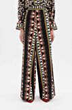 DeFacto Lug Von Siga x DeFacto Wide Leg Geniş Paça Maxi Poplin Kumaş Pantolon Desenli Normal Bel C1132AX24SMBK81