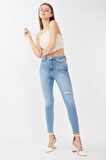 Kadın Mavi Süper Skinny Fit Jean Pantolon