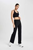 DeFactoFit Sporcu Jogger Eşofman Altı Geniş Bol Paça Basic Düz Skuba Dalgıç Kumaş A0566AX23AUBK81
