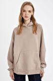 DeFacto Oversize Fit Kapüşonlu Kalın Kumaş Basic Sweatshirt C7805AX24WNBG268