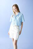 DeFacto Coool Oversize Geniş Kalıp Cep Detaylı Crop Kısa Kollu Gömlek C0739AX24SPBE196
