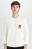 DeFacto New Regular Fit Bisiklet Yaka Baskılı Kalın Sweatshirt D3670AX24AUWT32