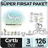 Sleepy Bio Natural Premium Plus Süper Fırsat Paketi Bebek Bezi 3 Numara Midi 126 Adet