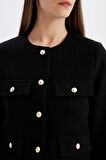 DeFacto Crop Bisiklet Yaka Düğmeli Blazer Ceket D3161AX24AUBK81
