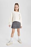 DeFacto Kız Çocuk Crop Sırt Baskılı Bisiklet Yaka Sweatshirt C1037A824SPER99