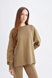 DeFacto Regular Fit Bisiklet Yaka Basic Düz Sweatshirt Tunik D4800AX24AUKH459