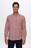 D'S Damat Slim Fit Bordo Kareli Ekoseli Gömlek 7HC02ORT09265