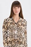 Regular Fit Leopar Desenli Uzun Kollu Gömlek