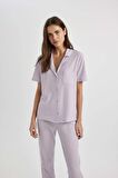 DeFacto Kısa Kollu Pijama Üstü-Fall in Love B6189AX24SPPR77