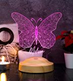 Kelebek Led Lamba, Kelebek Tasarımlı 3D Gece Lambası, Kelebek Desenli LED Masa Lambası