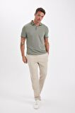 Slim Fit Kıvrılmaz Polo Yaka Kol Bantlı Pamuklu Tişört