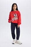 DeFacto Kız Çocuk Disney Mickey & Minnie Oversize Geniş Kalıp Bisiklet Yaka Sweatshirt D4377A824WNRD348