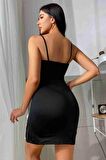 Merry See Bacak Yırtmaçlı Dantel İşlemeli Gecelik Babydoll iç giyim Siyah