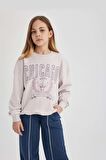 DeFacto Kız Çocuk NBA Chicago Bulls Oversize Geniş Kalıp Bisiklet Yaka Sweatshirt C0802A824SPPN424