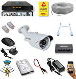 1 Kameralı Set - 5 Mp 1940P Sensör 6 Megapiksel Sony Lens Metal Kasa Ip Güvenlik Kamerası Seti