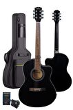 Midex XC-300XBK-AMP Profesyonel AMFİLİ Siyah Elektro Akustik Gitar