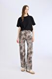 DeFacto Straight Fit Gabardin Palazzo Pantolon Yüksek Bel Yılan Desenli Uzun Boy D1229AX25SPBK81