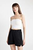 DeFacto İnce Askılı Crop Pamuklu Beyaz İç Atlet-Fall in Love Y2249AZ24AUWT34