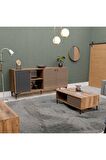 Mezza Set 1362-2090-1682 Vision Tv Ünitesi - Orta Sehpa - Konsol Seti Hat - Kaplan - Antrasit