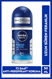 NIVEA MEN Erkek Roll-on Deodorant Fresh Active 50ml, Terlemeye Karşı 72 Saat Anti-perspirant Koruma, Ferah His