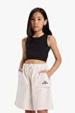 Kız Çocuk Beli Lastikli Basic Düz Şort