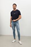 Erkek Skinny Ripped Jean Açık Mavi