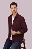 Bordo Düz Oversize Oduncu Erkek Gömlek