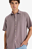 Regular Fit Tensel Kısa Kollu Gömlek