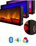 Dekoratif Elektrikli Yapay Şömine ,BLUETOOHT,Farklı Renk Modları, Kumandalı 90x30