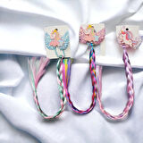 Unicornlu Pembe Yapay Saçlı Lastikli/Pensli Kız Çocuk Tokası