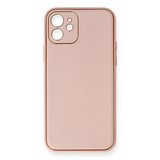 İphone 12 Kılıf Coco Deri Silikon Kapak - Pembe