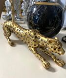 Leopar Eskitme Gold Dekoratif Biblo